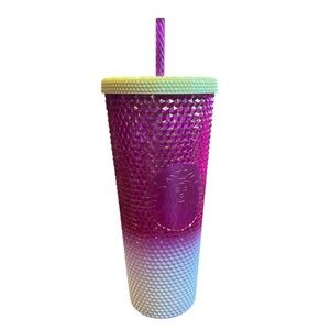 Starbucks 2024 Holiday 24 Fl Oz Tumbler Pink, Gold, And White Studded Pink Straw